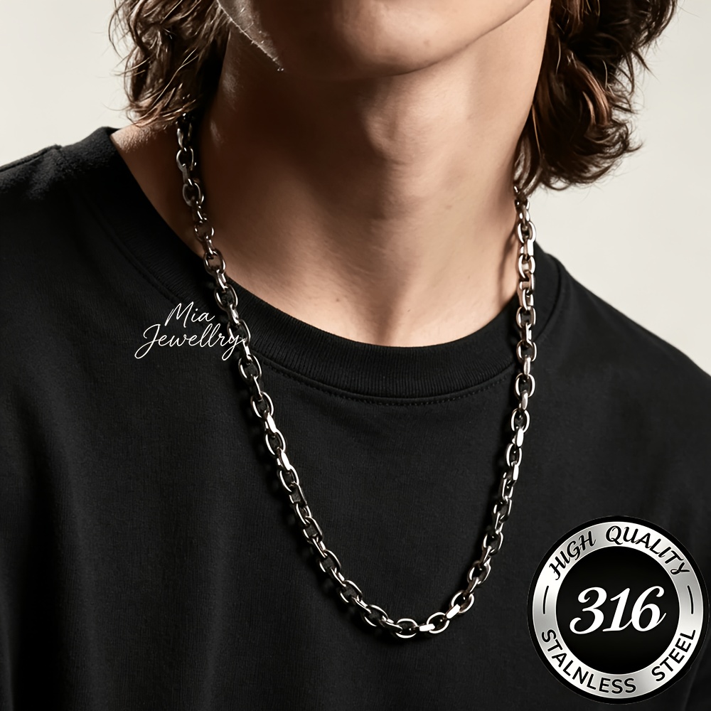 Minimalist Cold-tone Stainless Steel Oval Paperclip Chain Necklace